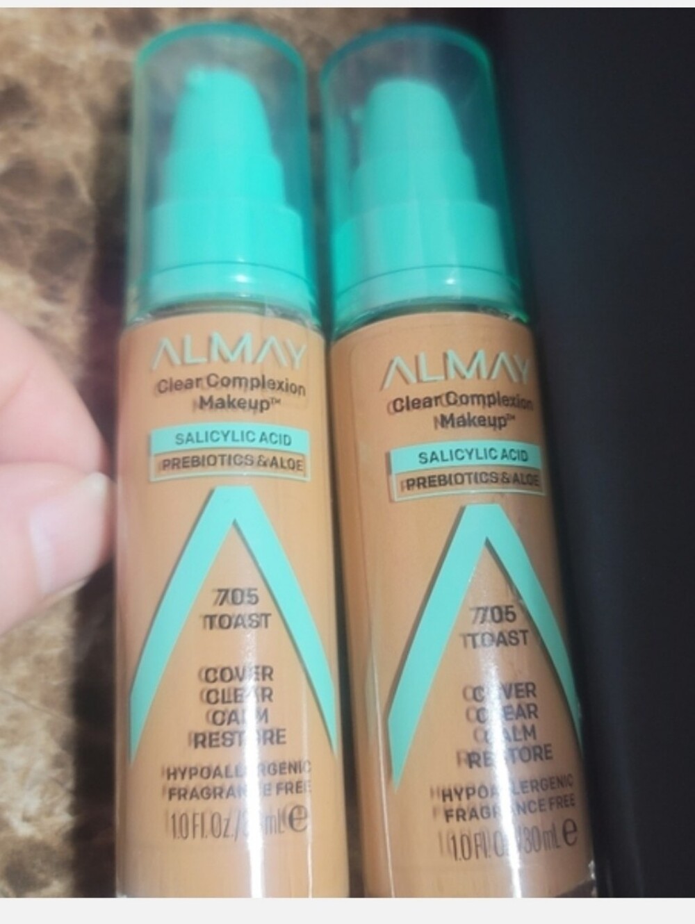 2 Pack! Almay Clear Complexion Liquid Makeup 705 Toast Foundation